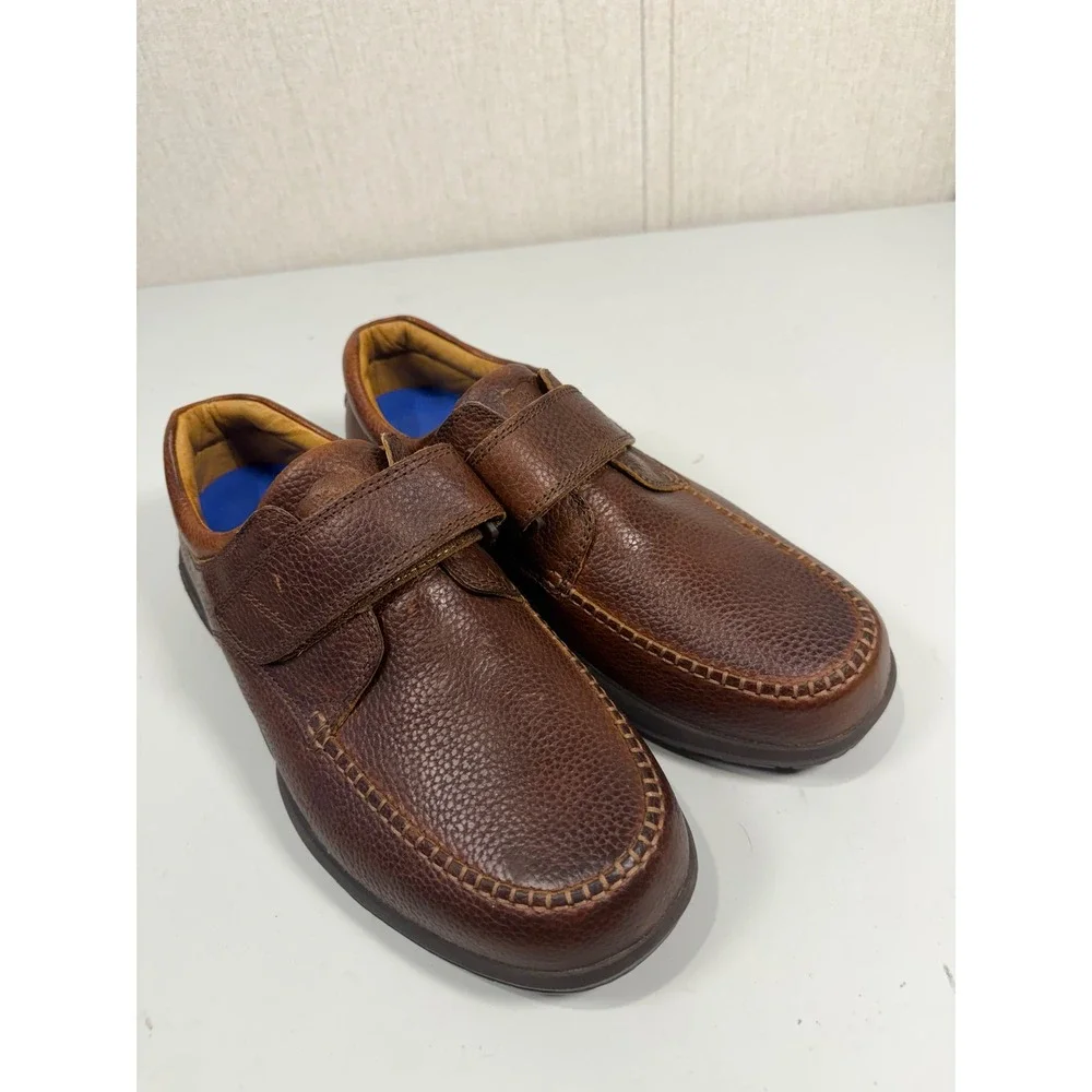Dr. Comfort Scott Brown Leather Orthopedic Shoes 10.5 XW Hook Loop STK 9020 Men